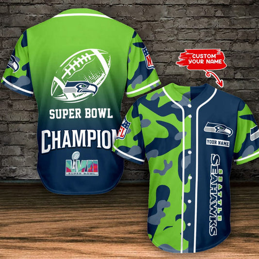 Seattle Seahawks Personalized Baseball Jersey 028