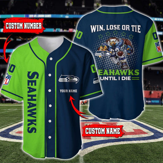 Seattle Seahawks Personalized Baseball Jersey 026