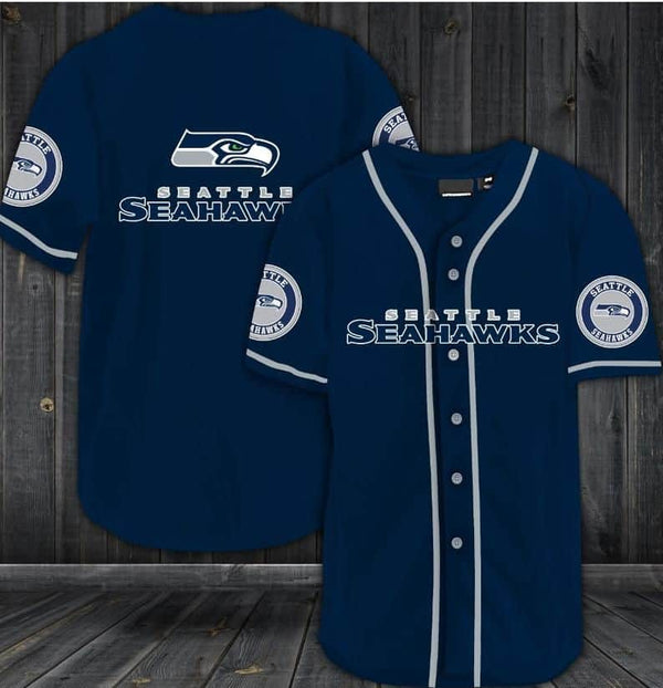 Seattle Seahawks Personalized Baseball Jersey 025
