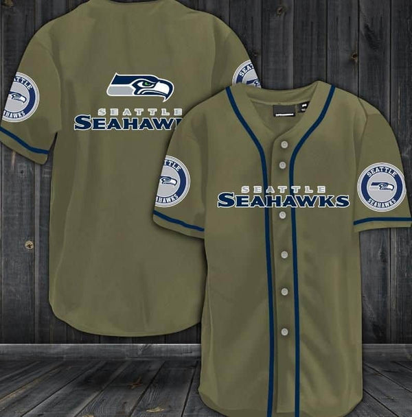 Seattle Seahawks Personalized Baseball Jersey 025