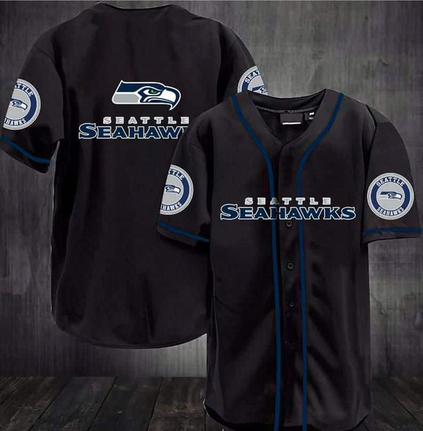 Seattle Seahawks Personalized Baseball Jersey 025