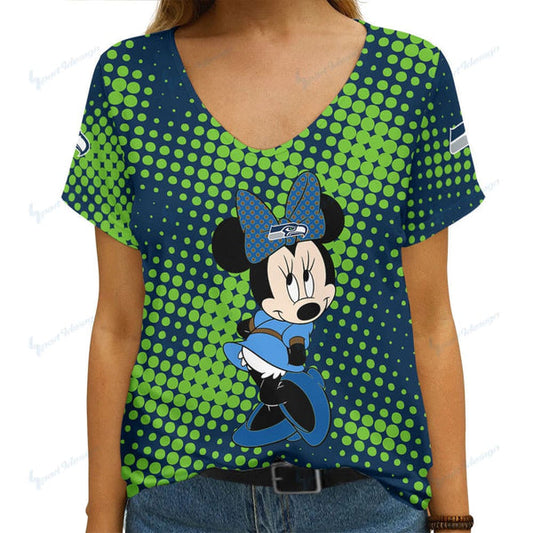 Seattle Seahawks 1 (27) Personalized V-neck Women T-shirt