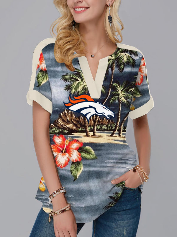 Denver Broncos Fashion Short Sleeve V-Neck Shirt 1